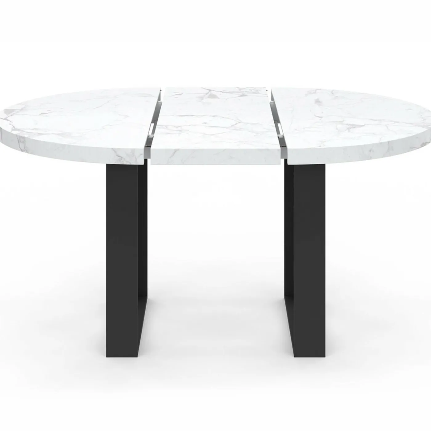 Table à manger ronde extensible de 110-150 cm pour 4 à 6 personnes à l’effet marbre