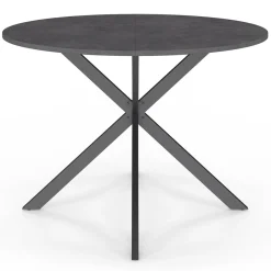 Table à manger ronde plateau effet béton 110 cm pied araignée gris anthracite 6 personnes