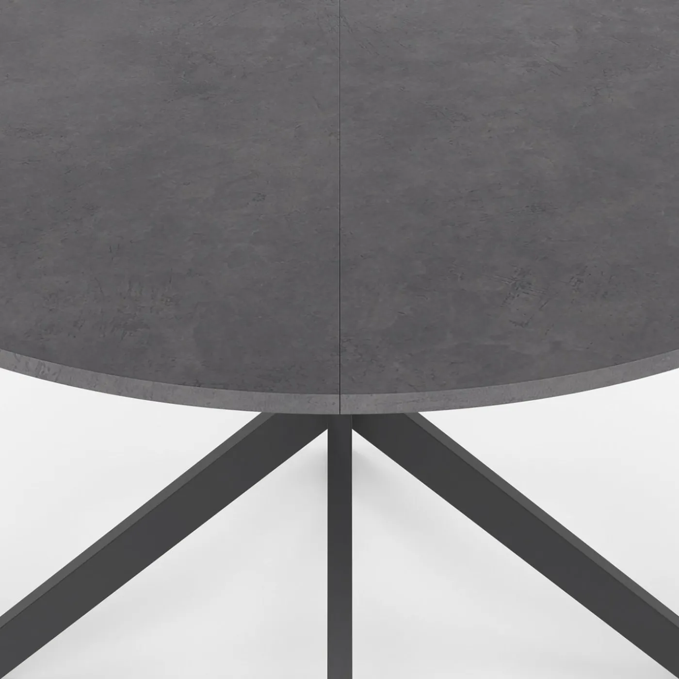 Table à manger ronde plateau effet béton 110 cm pied araignée gris anthracite 6 personnes