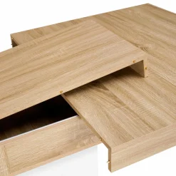 Table avec pied central bois et blanc extensible