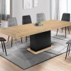 Table avec pied central bois et noir extensible