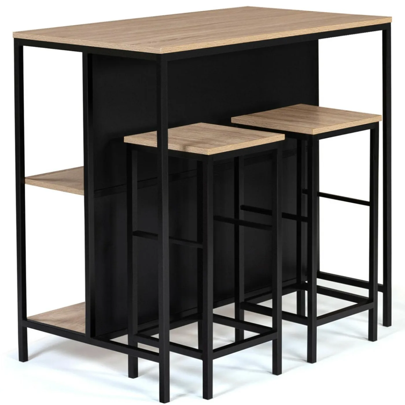 Table bar industriel 2 tabourets