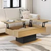 Table basse 2 plateaux relevables bois et noir