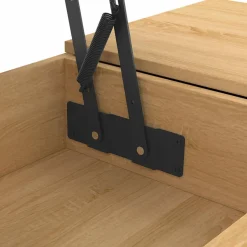 Table basse 2 plateaux relevables bois et blanc