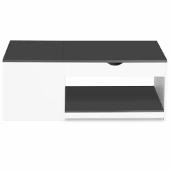 Table basse 2 plateaux relevables bois blanc et gris