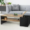 Table basse avec bar bois et noir