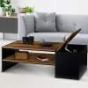 Table basse bar avec coffre bois foncé et noir