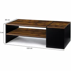 Table basse bar avec coffre bois foncé et noir