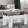 Table basse bois blanc plateau relevable effet béton
