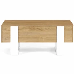 Table basse bois et blanc avec plateau relevable
