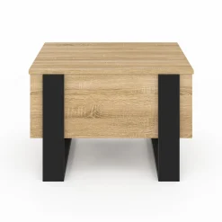 Table basse carrée plateau relevable bois et noir