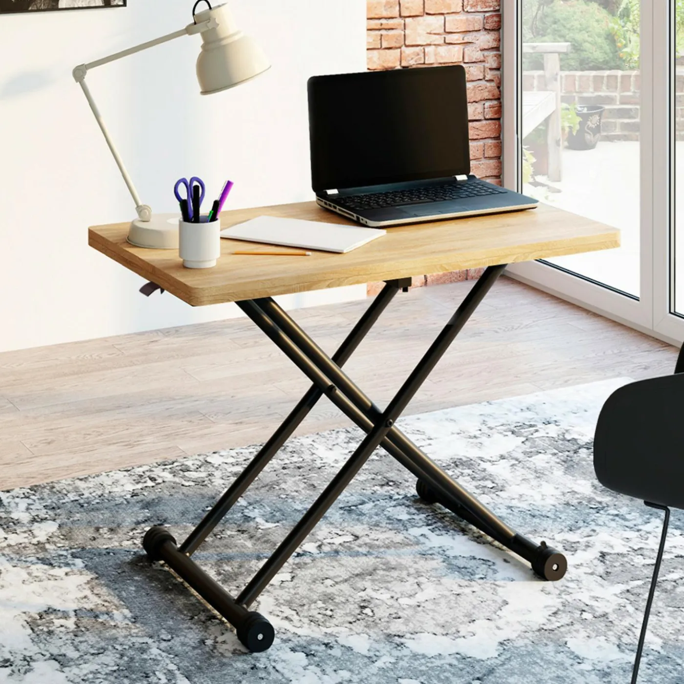 Table basse convertible en table à manger industrielle