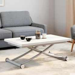 Table basse convertible en table à manger blanche