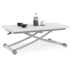 Table basse convertible en table à manger blanche