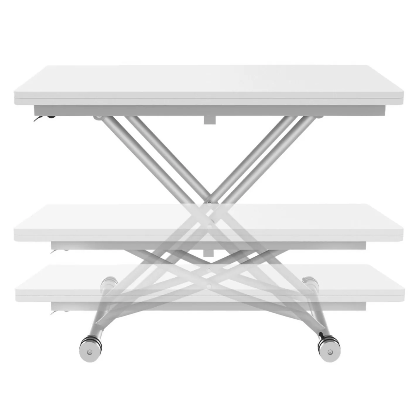 Table basse convertible en table à manger blanche