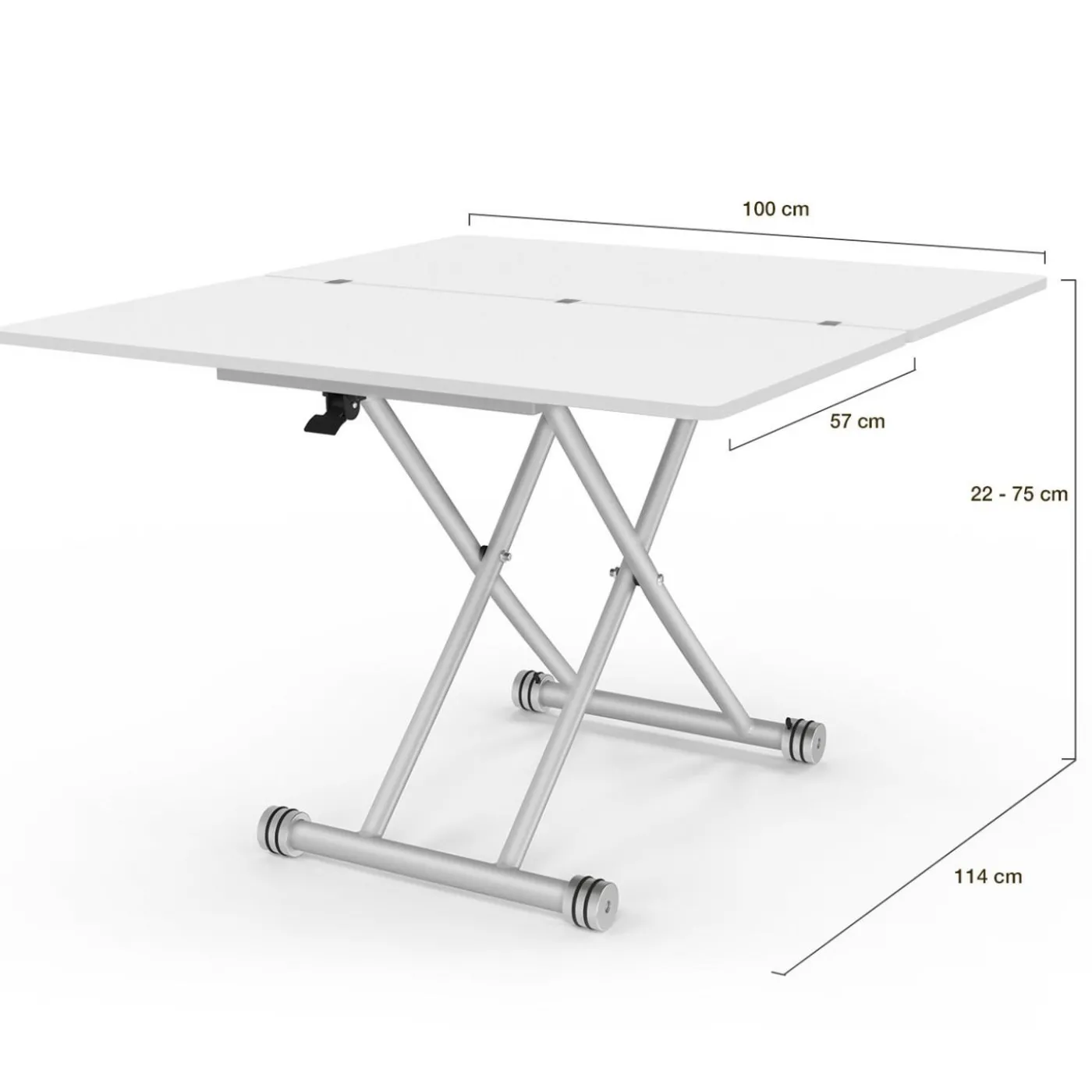Table basse convertible en table à manger blanche