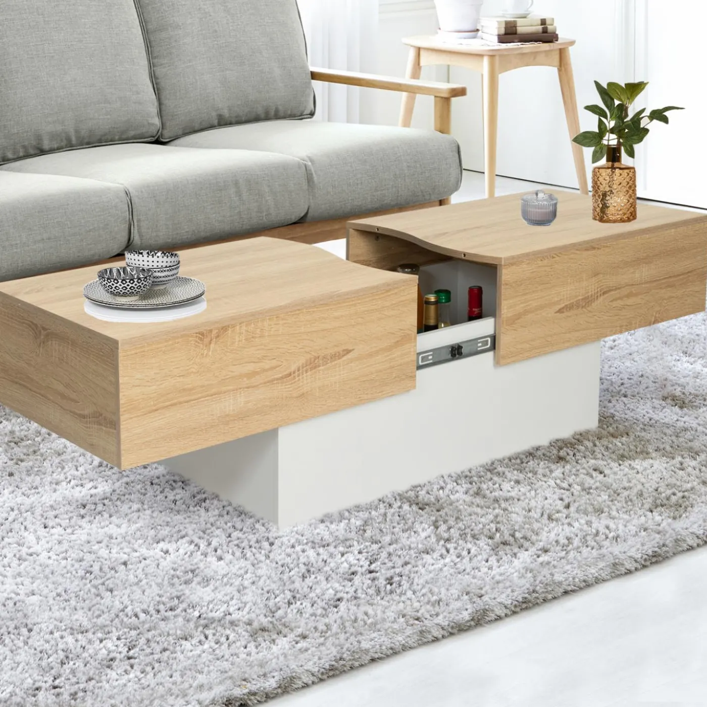 Table basse design avec rangement mini bar intégré
