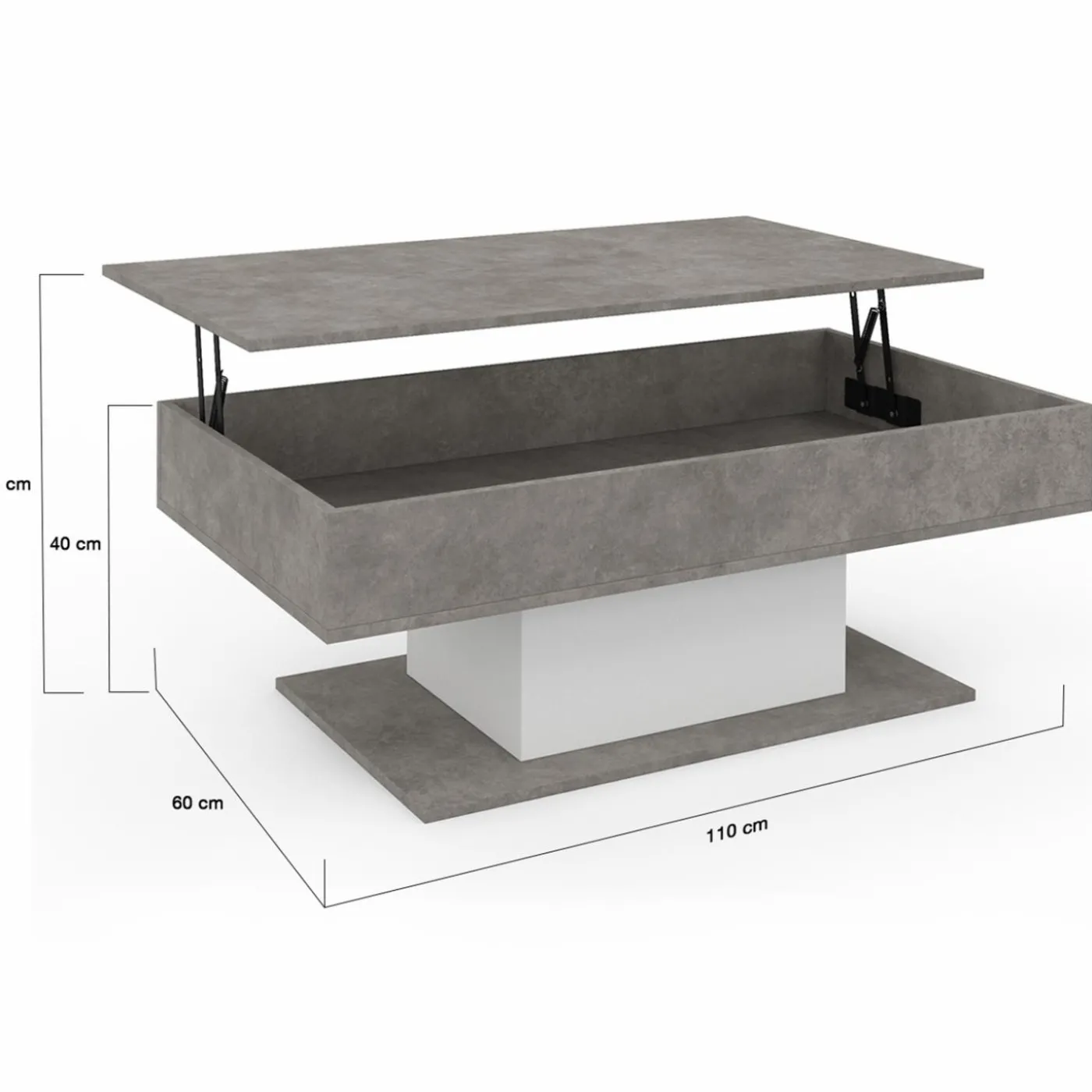Table basse effet béton et blanc