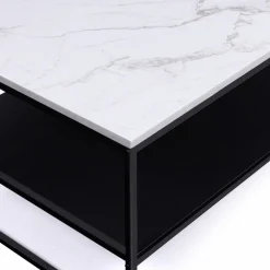 Table basse effet marbre double plateau