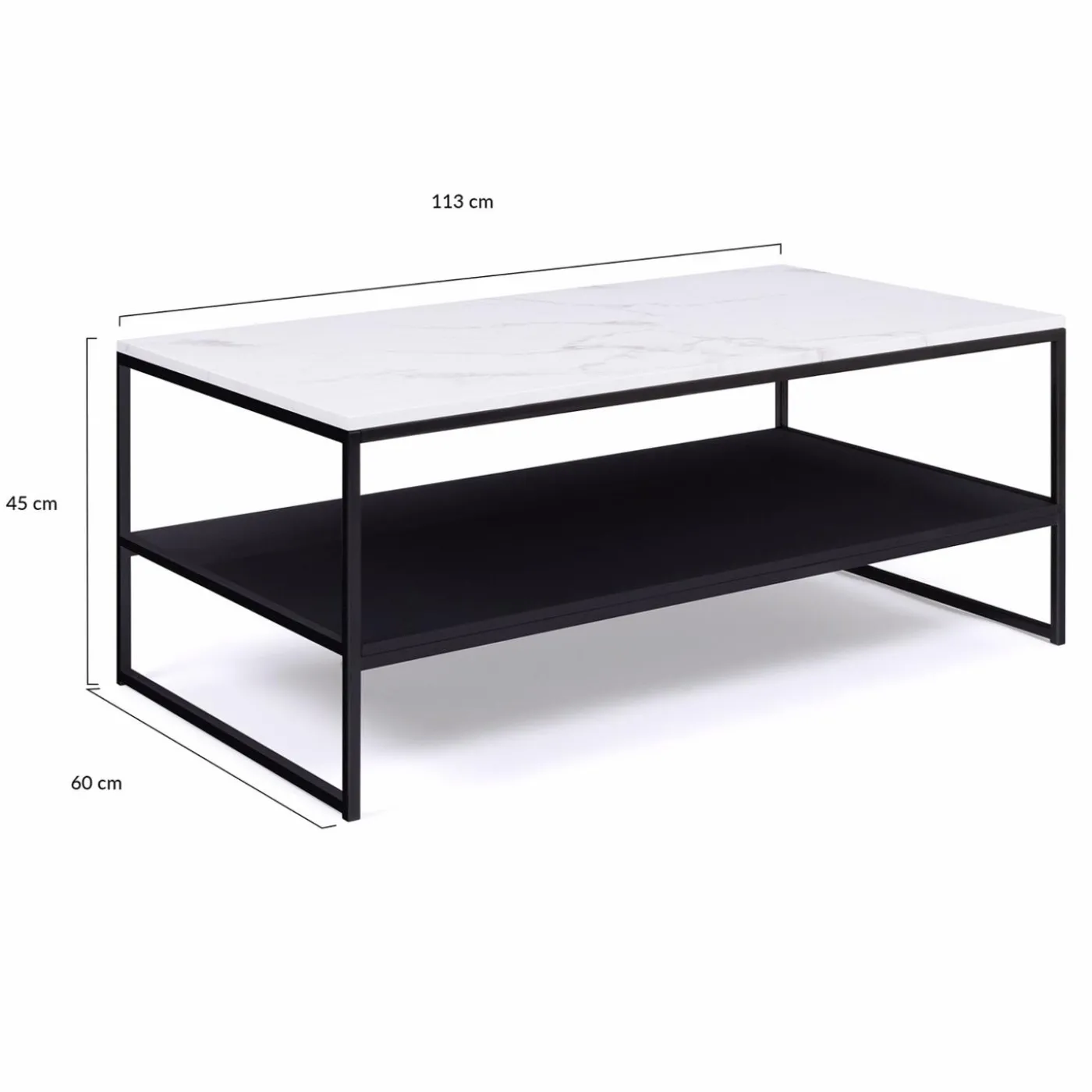 Table basse effet marbre double plateau