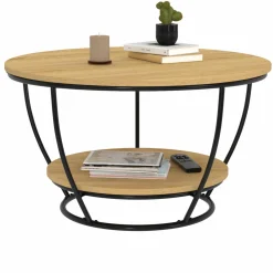 Table basse filaire ronde double plateau