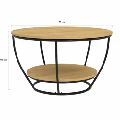 Table basse filaire ronde double plateau