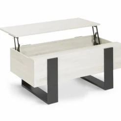 Table basse industrielle relevable bois gris