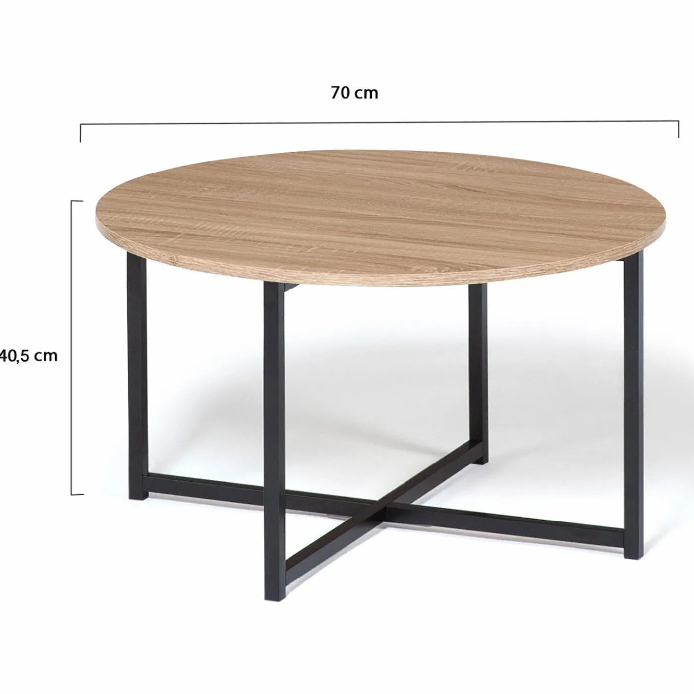 Table basse industrielle ronde bois et métal