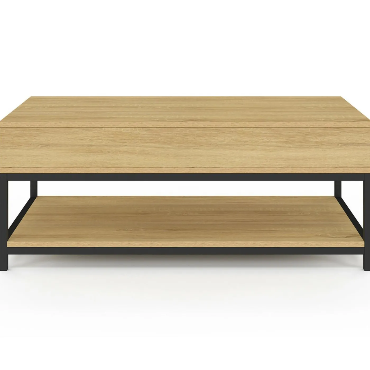 Table basse industrielle plateau relevable avec étagère