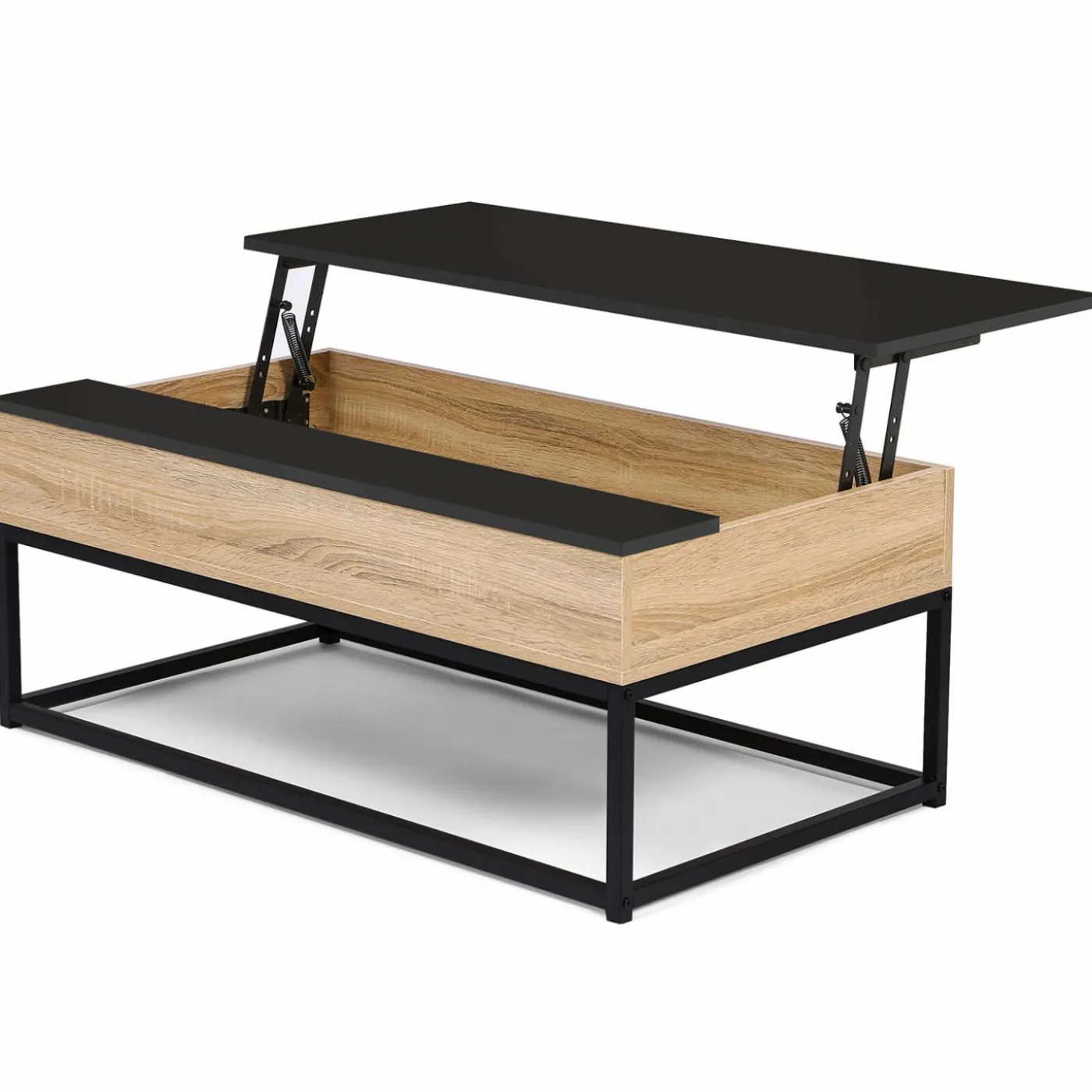 Table basse industrielle avec plateau relevable noir