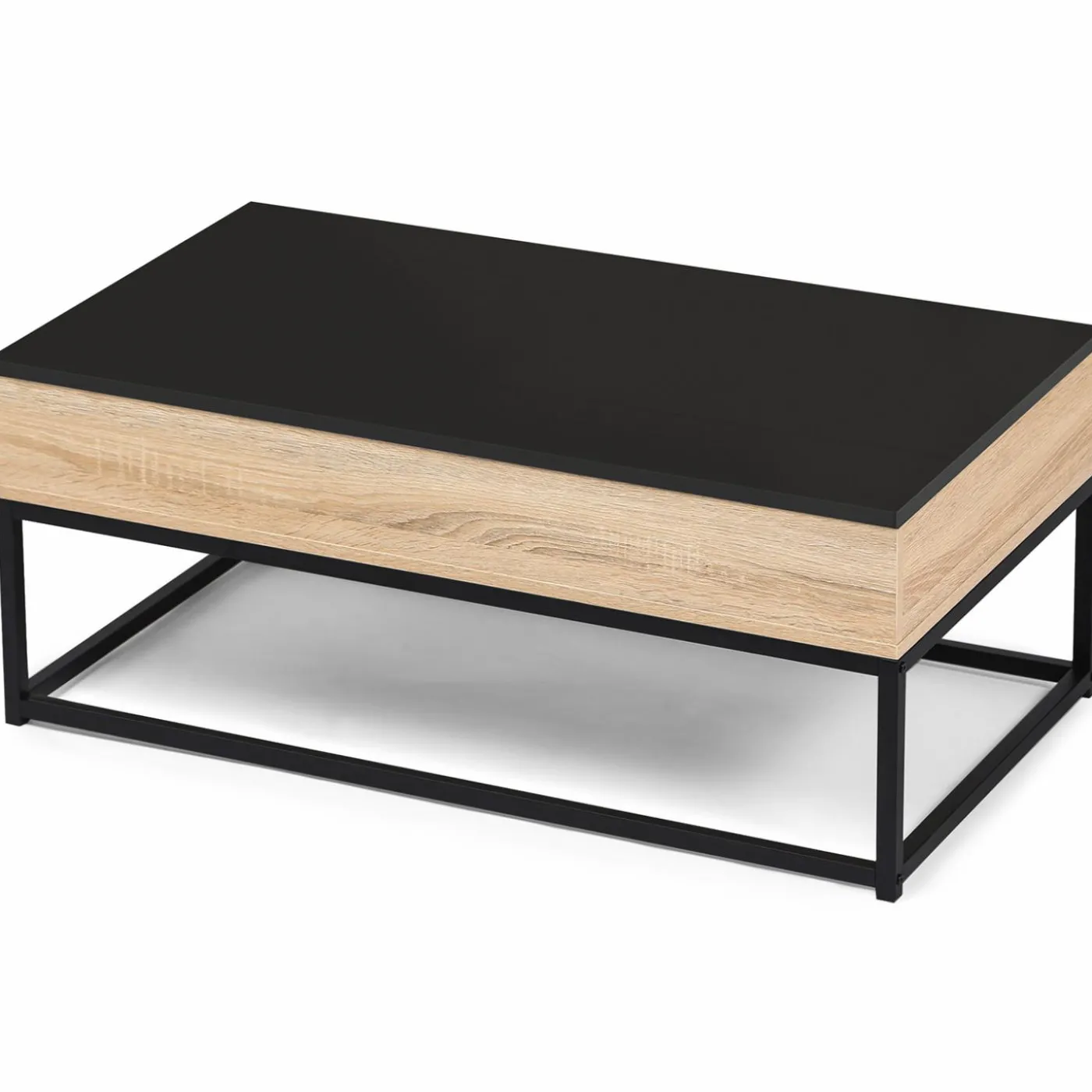 Table basse industrielle avec plateau relevable noir