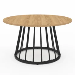 Table basse industrielle ronde 70 cm bois et métal