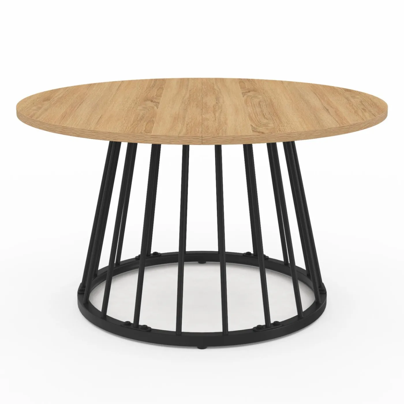 Table basse industrielle ronde 70 cm bois et métal