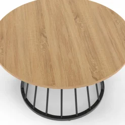 Table basse industrielle ronde 70 cm bois et métal