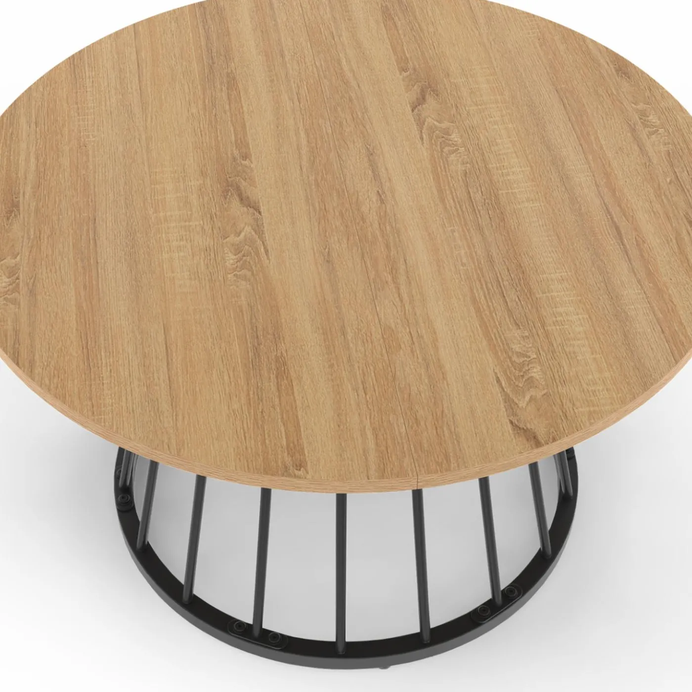 Table basse industrielle ronde 70 cm bois et métal