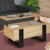 Table basse industrielle relevable bois et noir