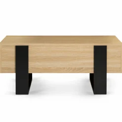 Table basse industrielle relevable bois et noir
