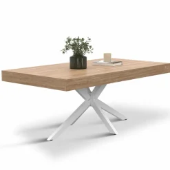 Table basse industrielle rectangulaire bois et blanc 110 cm