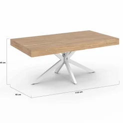 Table basse industrielle rectangulaire bois et blanc 110 cm