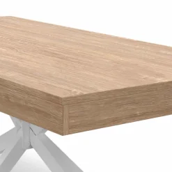 Table basse industrielle rectangulaire bois et blanc 110 cm