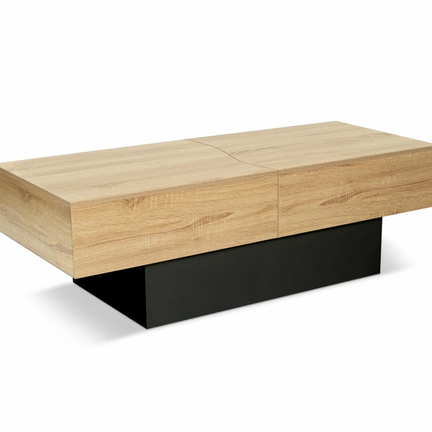 Table basse moderne bicolore avec rangement mini bar intégré