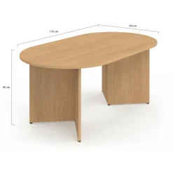 Table basse ovale 110 cm bois effet hêtre