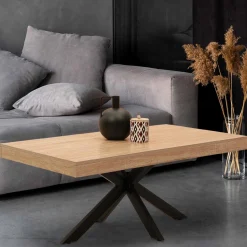 Table basse pied araignée bois et noir