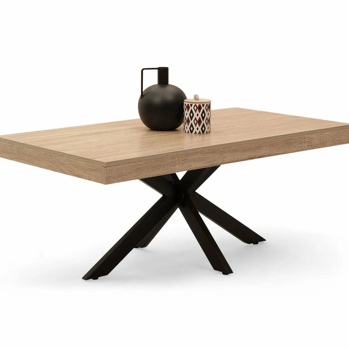 Table basse pied araignée bois et noir