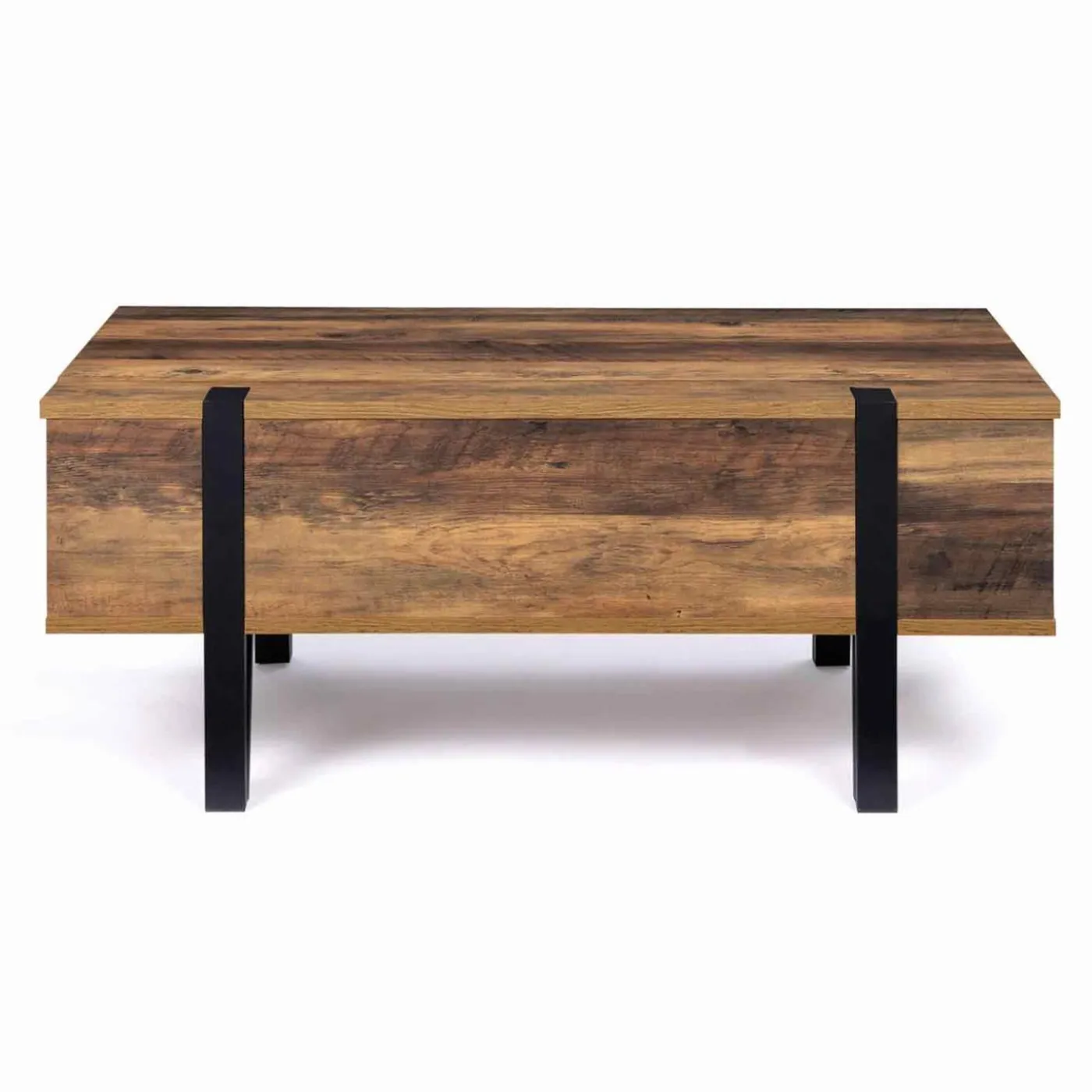 Table basse plateau relevable bois foncé pied épingle