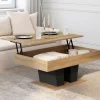 Table basse plateau relevable rectangulaire bois et noir