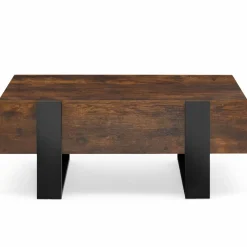 Table basse rectangle avec tiroirs 100cm bois et noir