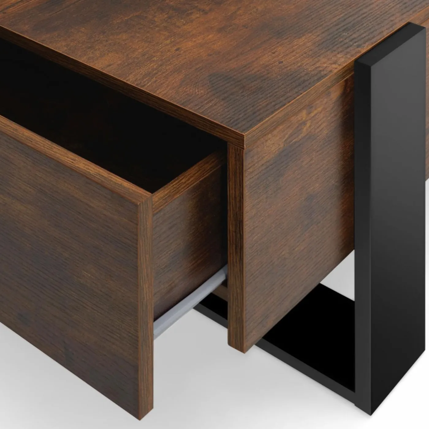 Table basse rectangle avec tiroirs 100cm bois et noir