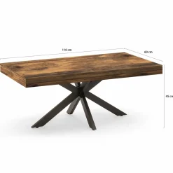 Table basse rectangle pied araignée bois foncé et noir