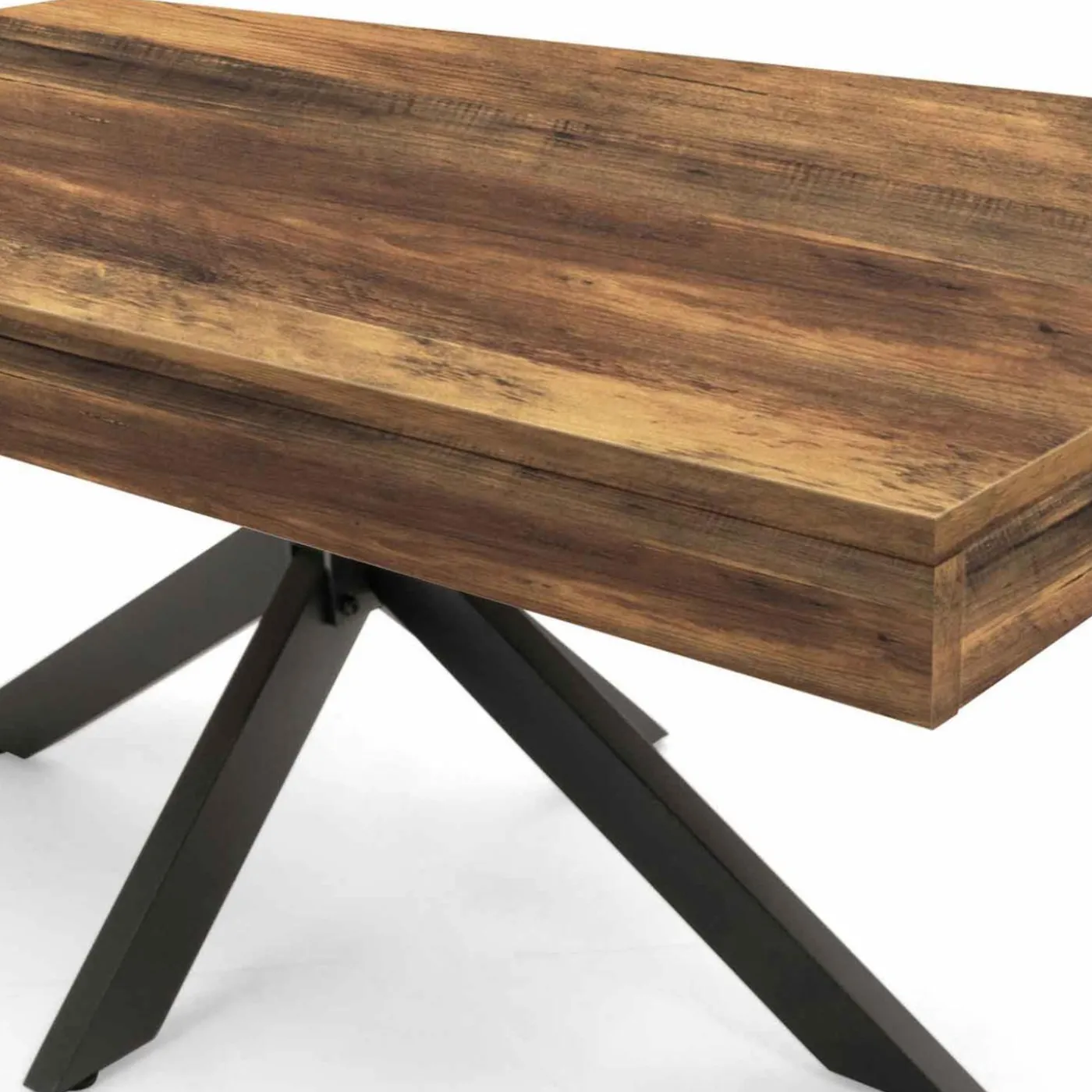 Table basse rectangle pied araignée bois foncé et noir